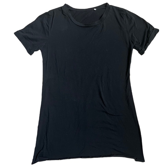 SHEIN BLACK MINI TSHIRT DRESS WITH SCALLOPED HEM SIZE SMALL - Picture 1 of 5